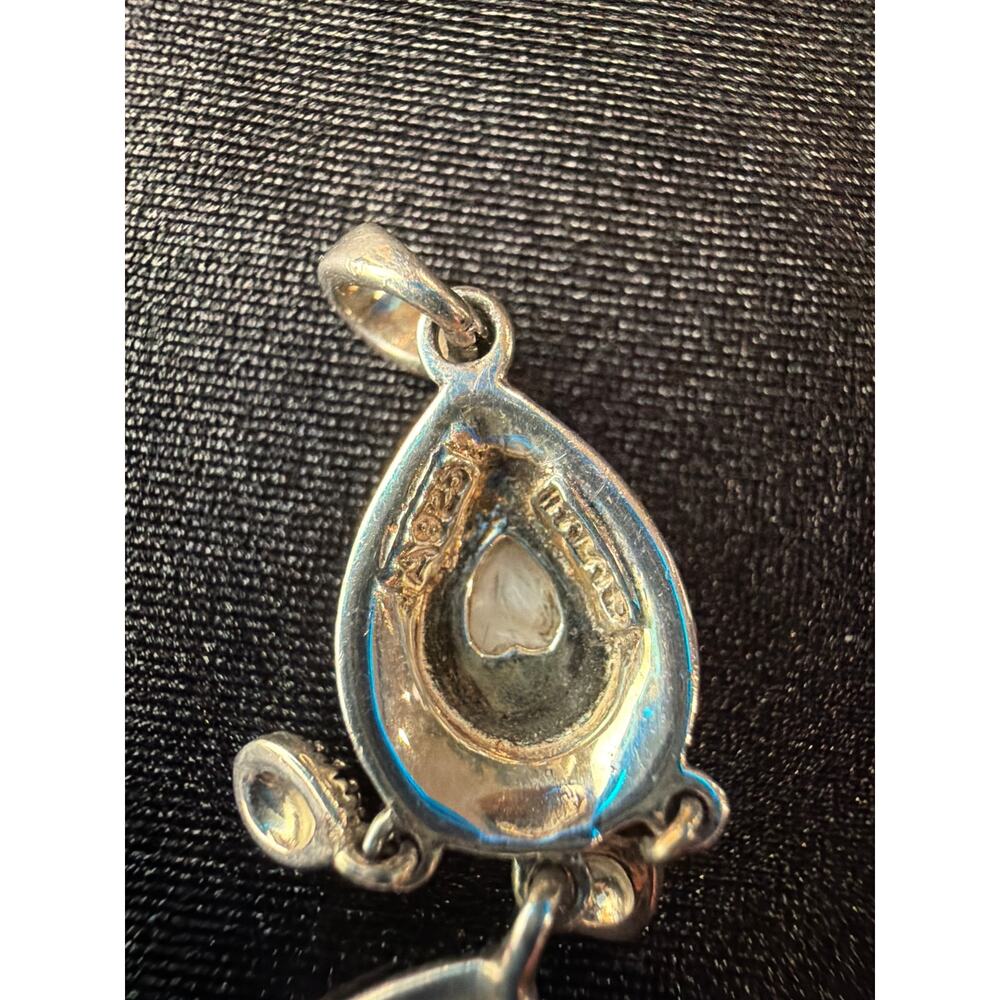 Vintage marcasite and multi-gemstone pendant, 925 sterling silver Thailand. - Picture 4 of 6